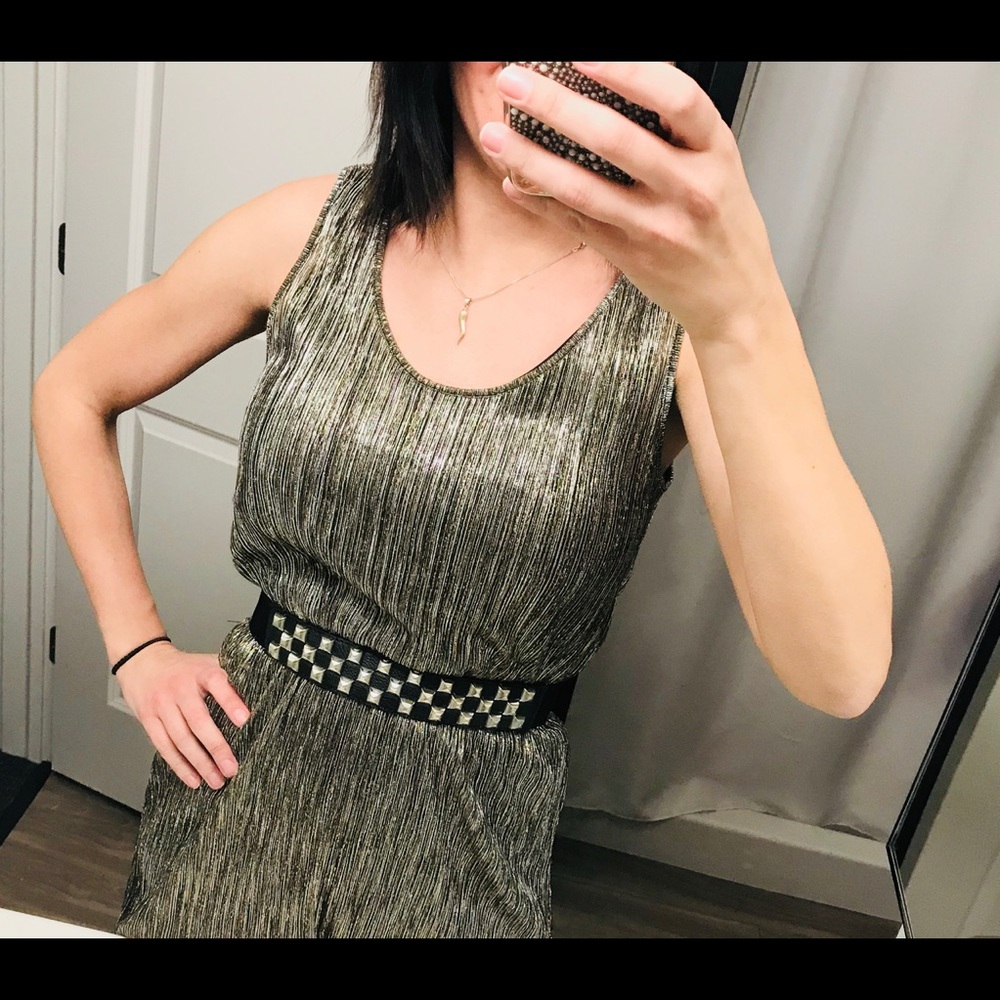 Silver/black metallic belted Rock & Republic dress